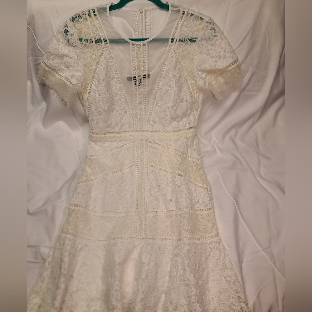 French Connection Chante Lace Minidress size 10 bridal shower bachelorette - Picture 9 of 14